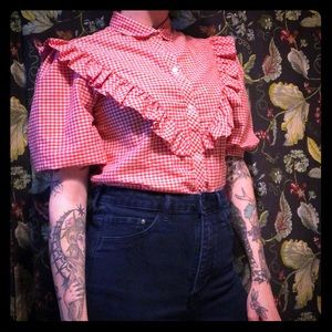 vintage red gingham western button up